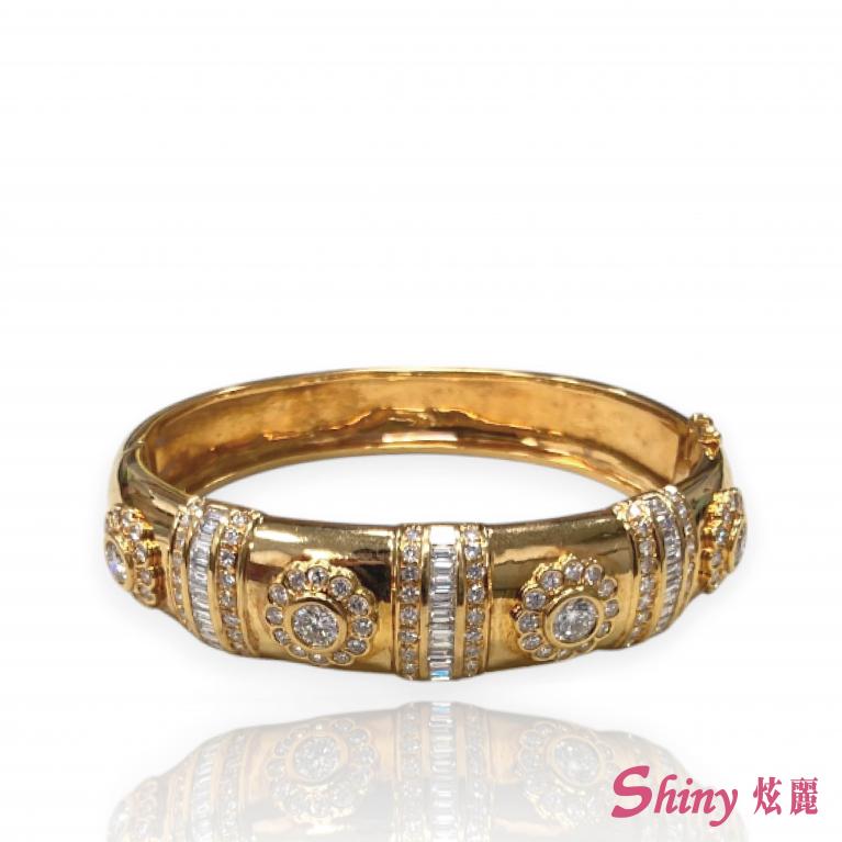 精選二手良品18K金色鑽石豪華手環 16CM 商品圖