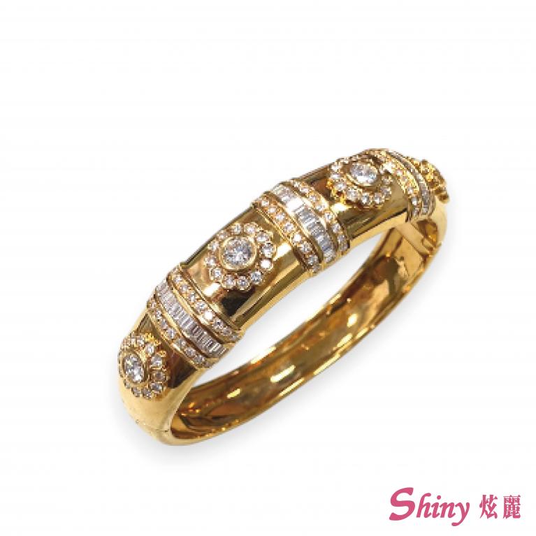 精選二手良品18K金色鑽石豪華手環 16CM 商品圖