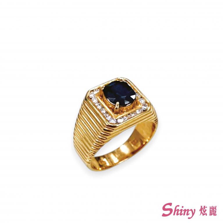 精選二手良品18K金藍寶鑽石戒指 #13.5 商品圖