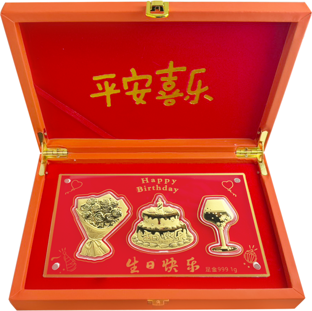 黃金擺件1克 禮盒款-生日快樂 商品圖