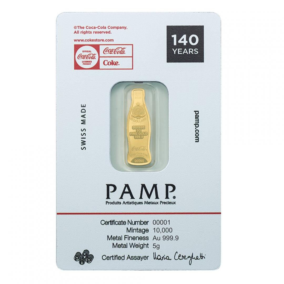PAMP可口可樂140週年瓶形金幣5克 商品圖
