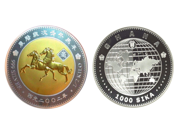 2002迦納壬午馬年銀幣0.5公斤（鍍金版） 商品圖
