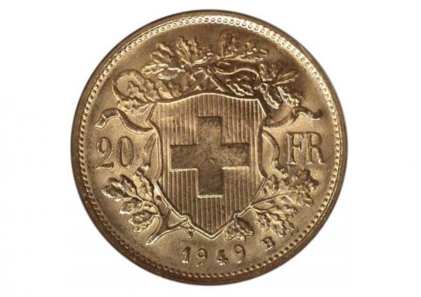 1949瑞士海爾維特女郎22K金幣 商品圖