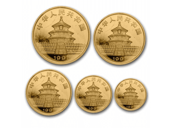 1991中國熊貓金幣套組五枚1.9盎司 商品圖
