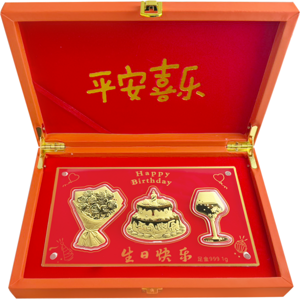 黃金擺件1克 禮盒款-生日快樂 商品圖