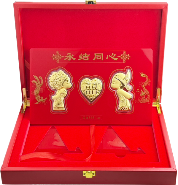 黃金擺件1克 禮盒款-永結同心 商品圖