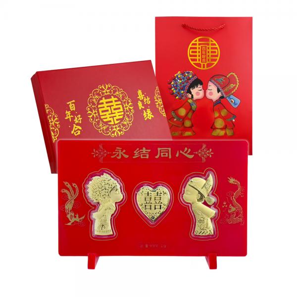 黃金擺件1克 禮盒款-永結同心 商品圖