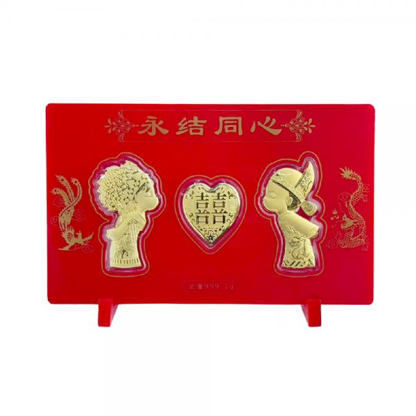 黃金擺件1克 禮盒款-永結同心 商品圖