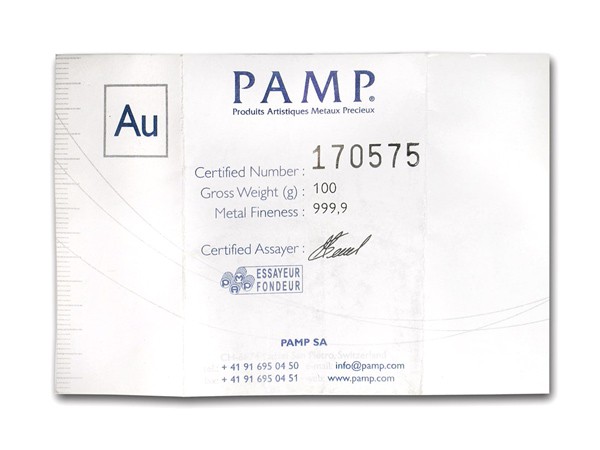PAMP澆鑄金條100克 商品圖