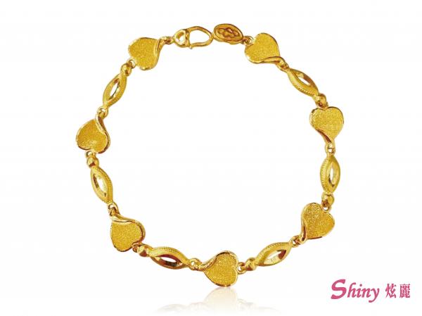 黃金鑽砂心型手鍊 3.20錢 17.5CM 商品圖