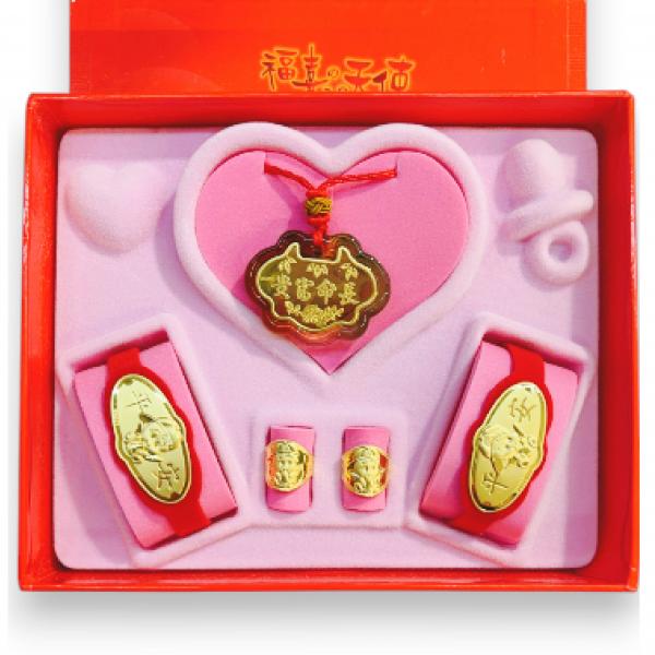 黃金彌月禮盒0.3錢 琉璃款-上學寶寶 商品圖