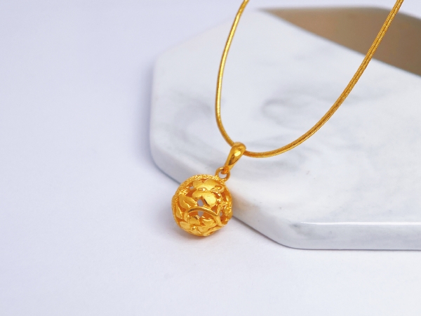 黃金簍空雕花圓球墜1.14錢(不含鍊) 商品圖