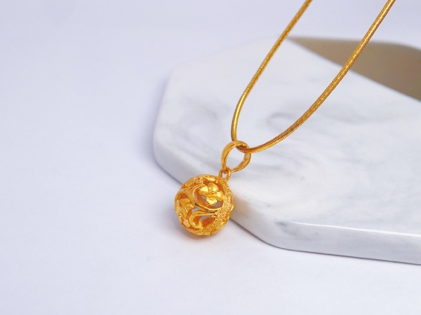 黃金簍空雕花圓球墜1.14錢(不含鍊) 商品圖