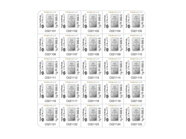 PAMP鉑金條1克X25片 商品圖