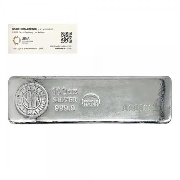 土耳其Nadir精煉廠銀條100盎司 商品圖