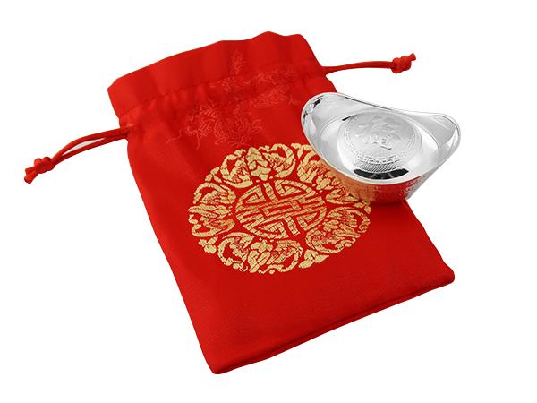 空心銀元寶(福)1克-附錦袋 商品圖