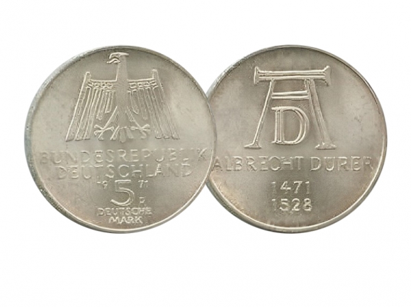 1971德國5德國馬克·阿爾布雷希特·杜勒精鑄銀幣 商品圖