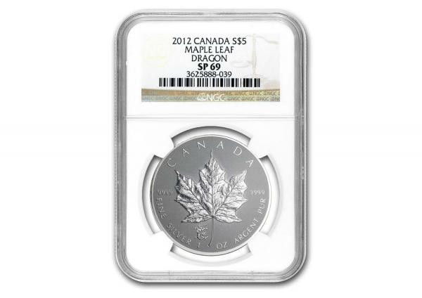 2012加拿大楓葉銀幣1盎司龍年加鑄(NGC SP-69白標） 商品圖