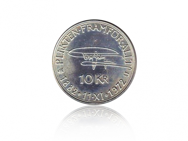 1972瑞典10克朗古斯塔夫六世阿道夫誕辰90週年銀幣 商品圖