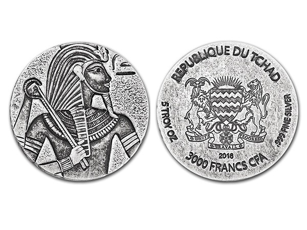 2016古埃及法老 - 图坦卡门仿古银币5盎司