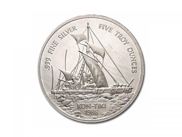 1986薩摩亞康提基號銀幣5盎司 商品圖