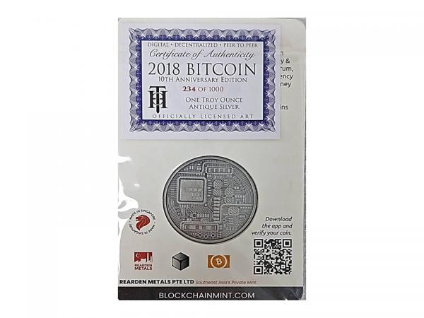 2018比特幣仿古銀章1盎司-10週年紀念版 商品圖