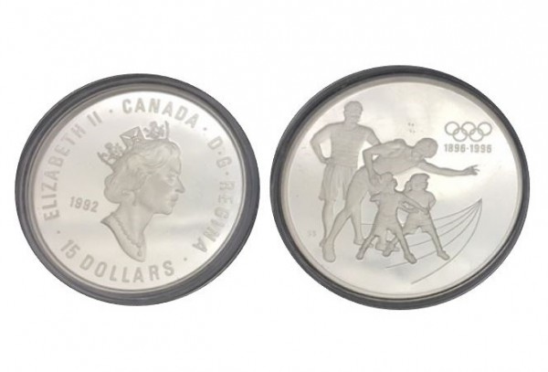 1896-1996亞特蘭大奧運百年紀念套幣三枚(22K金16.97g.925銀33.63gX2) (無盒) 商品圖