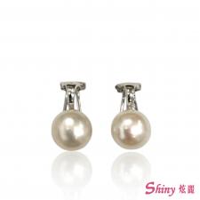 14K白金天然珍珠耳環一對 0.66錢 商品圖