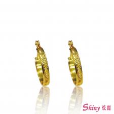 10K金刻花斗圈耳環一對 0.32錢 商品圖