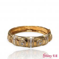 精選二手良品18K金色鑽石豪華手鐲 16CM 商品圖