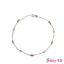 18K金雙色切割珠珠腳鍊 22CM 商品圖
