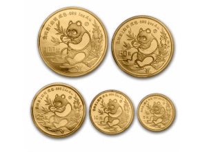 1991中國熊貓金幣套組五枚1.9盎司