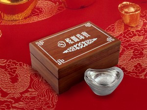 空心銀元寶(招)50克-木盒版 商品圖
