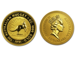 1991澳洲袋鼠金幣0.5盎司