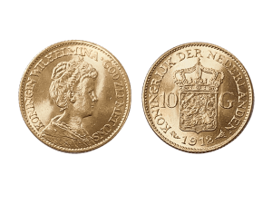 1912荷蘭女王威廉明娜K金幣6.7克