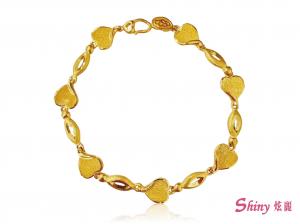 黃金鑽砂心型手鍊 3.20錢 17.5CM 商品圖