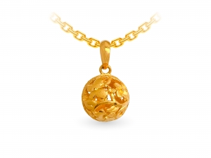 黃金簍空雕花圓球墜1.14錢(不含鍊) 商品圖