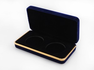 內徑38mm金銀幣絨布盒(藍色)2枚裝