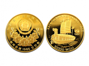 1986南韓漢城奧運金幣1盎司(競技龍舟)22k