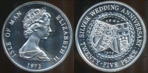 1972馬恩島25便士 - 銀婚週年紀念精鑄幣