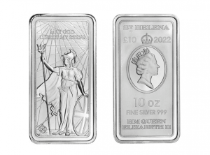 2022聖海倫娜女王的美德 - 站立的大不列顛女神銀條幣10盎司