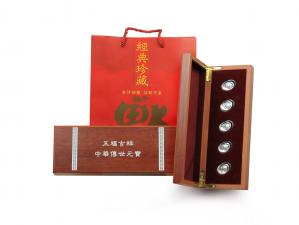 999足銀空心元寶-福祿壽喜財套裝(木盒裝-各5克) 商品圖