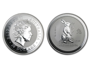 1999澳洲生肖兔年銀幣1公斤