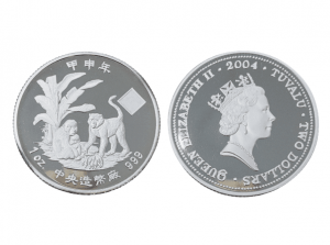 2004中央造幣廠甲申猴年銀幣1盎司(無盒)