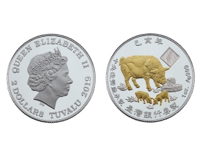 2019中央造幣廠臺銀己亥豬年銀幣1盎司(鍍金版) 商品圖