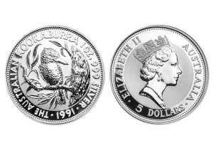 1991澳洲笑鴗鳥銀幣1盎司