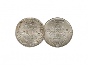 1955葡萄牙10埃斯庫多 帆船銀幣