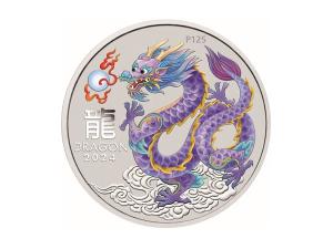 2024澳洲生肖龍年銀幣1盎司粉紫龍彩繪版(系列III) 商品圖