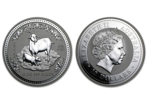 2003澳洲生肖羊銀幣10盎司