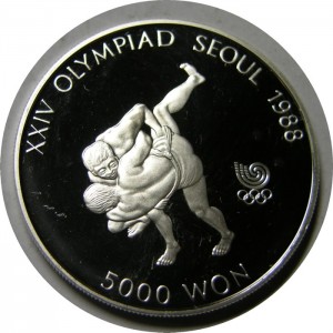 1988韓國1986第24屆奧運會摔角925銀幣16克